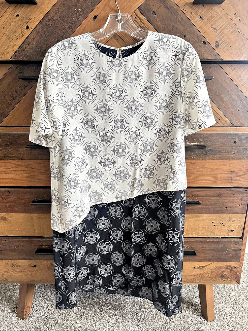 Diane von Furstenberg Geometric Midi Dress Black & White Size 4 Like New